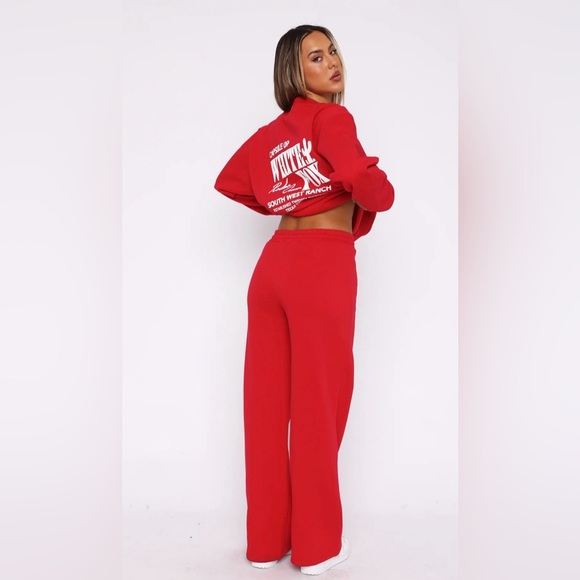 White Fox Capsule 9 Rodeo Crew Wide Leg Sweatpants Red Size SM - Picture 3 of 14